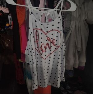 💋5/20 Nobo white polka dot tank open bow back 3x